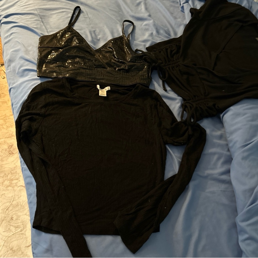 Black Crocodile Bra Top and Long Sleeve top 3 in all